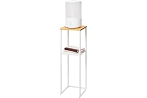 Yamazaki Home Tower Two-Tier Display & Corner Storage Shelf, Entryway Or Bedside Console Table for Humidifiers Or Plants, 31.5" - Steel + Wood