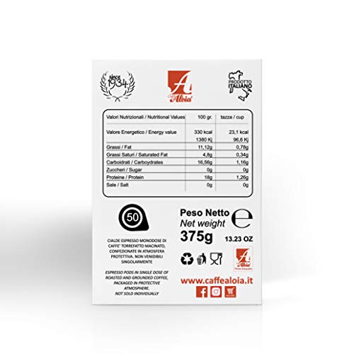 4x Aloia Aroma tipico napoletano Kaffeepads ese 50 Pads Zucker + Becher + Palette – Bild 3