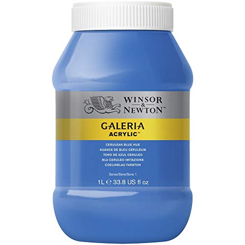 Winsor & Newton 2154138 Galeria Acrylic Paint, High Pigmentation, Non-fading, Butter Consistency, 1000 ml Pot - Cerulean Blue