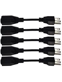 6-Inch Power Extension Cable, 5-Pack, Outlet Saver, 18 AWG