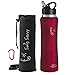 Swig Savvy Sports Water Bottle, Vacuum Insulated Stainless Steel, Straw Leakproof Lid, Storage Sleeve - 32oz (Red)