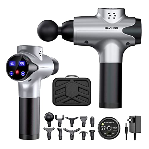 CLANOR Massage Gun, Percussion Muscle Massage Gun for Athletes, Massage Gun Deep Tissue, Electric Massagers for Muscles, 10 Heads 30 Levels