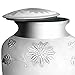 Cremation Urn for Human Ashes Adult Large, Funeral Urn for Men and Women - Brass Hand Engraved - Display Burial at Home or in Niche at Columbarium (White Rose Urn for Ashes Mother /Father