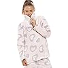 Camille-Pigiama-donna-a-due-pezzi-in-morbidissimo-pile-Stampa-a-cuori-Rosa-chiarogrigionero