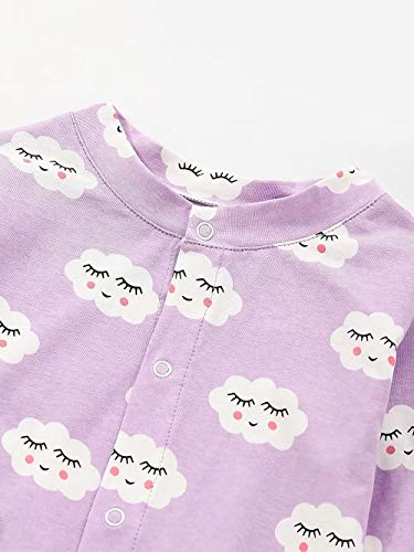 BANGELY Newborn Baby Cartoon Cloud Sleep Gown Swaddle Sack Coming Home Outfit+Cap (0-6 Months, Purple)