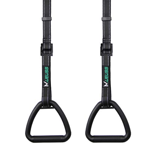 MUEUSS Gymnastic Rings, Smooth Rings with Adjustable Straps, Fitness Rings, Exercise Rings, Heavy Duty Gym Equipment for Training Workout, Strength Training, Gymnastics, Olympic, Pull-Up (Small2)