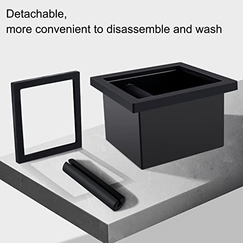 Sorandy Coffee Knock Box, Black Espresso Knock Box Chute, Coffee Ground Container with Removable Knock Bar, Bottomless Stainless Steel Espresso Machine Accessories for Easy Waste Disposal