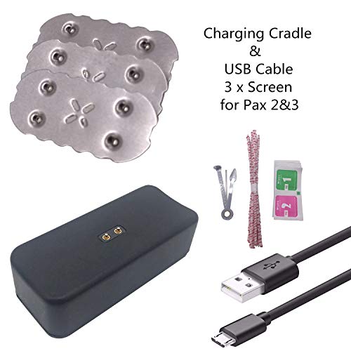 Pax 2 Pax 3 Charging Charger Dock/Charger Base Cradle Station USB Cable & 3 Pack Pax 2 Pax 3 Screens for Pax 2/3