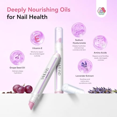SAVILAND 3 in 1 Cuticle Pen, 2 Pieces Cuticle Scrub Pen for Cuticle Remover and Cuticle Oil with Ceramic Tip for Hair, Chapped and Dry Nails