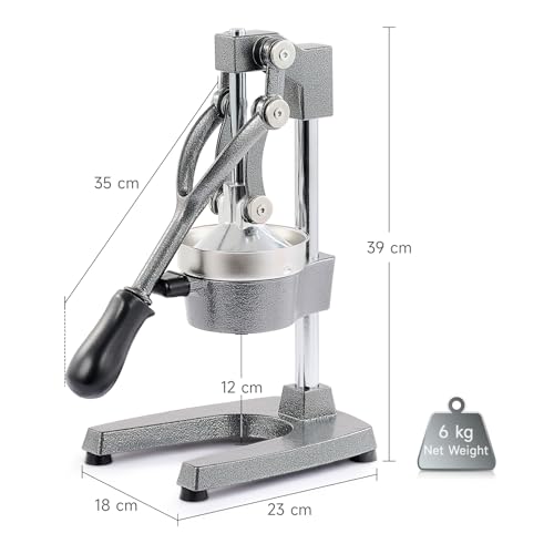 CO-Z Professional Manual Citrus Juicer Pomegranate Orange Lemon Juicer with Steel Lever for Home, Restaurant, Bar (Grey)