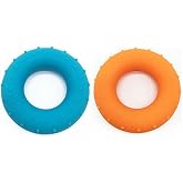 Grip Strength Trainer, 2pcs Silicone Hand Grip Strengthener Ring, for Rock Climbing, Athletes &amp; Stress Relief, Blue 40lb, Orange 50lb