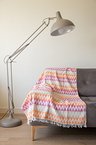 Mebien Gypsy Design Turkish towels beach pesthemal towel for bath pools spas gyms saunas. Multi-purpose throw or blanket to your couch sofa bed picnic for baby women man. 100% (Fuchsia Orange Beige)