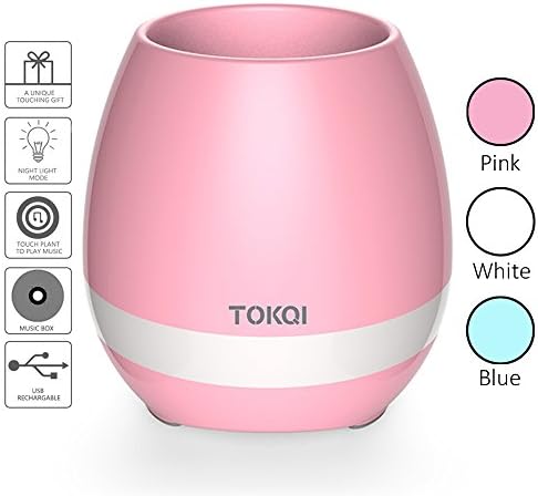 Flowerpot Smart Music Flower Pot Touch Music Plant Lamp Colorful LED Night Light Rechargeable Wireless K3 Bluetooth Speaker Music Box (Pink)