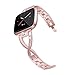 Wearlizer Metal Replacement for Fitbit Versa Bands for Women Rose Gold Silver Black Small Large X Type Design Pink Gold
