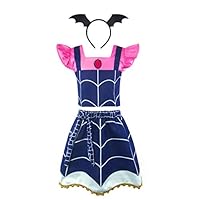 Padete Little Girls Vampirina Costume Cosplay Halloween Dress Set with Headband (Blue, 2-3 Years)