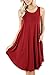 peassa Womens Sleeveless Casual Pockets Loose Beach Shift Tunic Dress Wine M