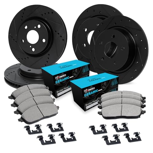 R1 Concepts Front Rear Brakes and Rotors Kit |Front Rear Brake Pads| Brake Roto…