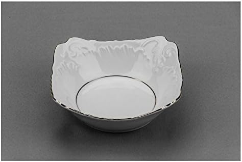 Cmielow SBPL14-X, 6-Inch Platinum Band Salad Bowl, Porcelain Rectangular Serving Bowl, Salad Plates, Set of 6