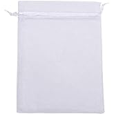 ANSLEY SHOP 50PCS 12x16 Inches Organza Gift Bags with Drawstring Gift Packaging Big Bags (White)
