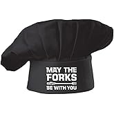 Hyzrz Funny Chef Hat -May The Forks Be with You- Adjustable BBQ Grill Cooking Hat for Men Women Dad Mon Gift