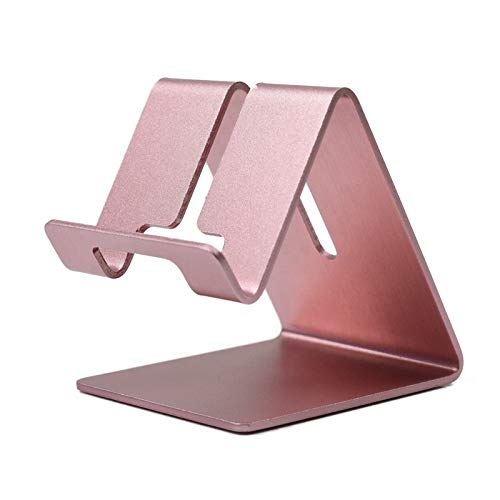 Universal Phone Stand, Pure Aluminium Desktop Phone Dock Cradle Holder Compatible with iPhone 12, Mini, Pro Max, iPhone 11 Pro Max, XS SE 8 7 6S Plus, Samsung Huawei, all Smartphones (rose gold)