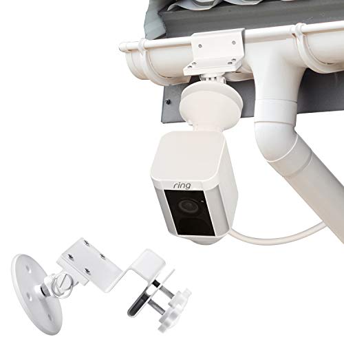 Weatherproof Gutter Mount Compatible with Ring Spotlight Cam Wired, Ring Spotlight Cam Battery - Greater Height for Your Ring Camera (White)