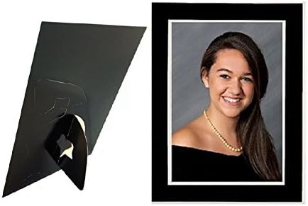 Cardboard Photo Easel Mount Frame. Black with White Border for 4x6" picture (PACK OF 100). This Elegant Paper Cardstock Photo Folder frame displays HORIZONTAL &amp; VERTICAL.