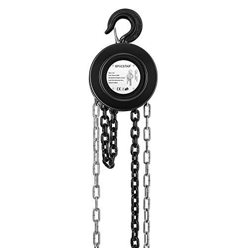 SPECSTAR Hand Chain Hoist 1 Ton 2200 Lbs Capacity 10 Feet with 2 Heavy Duty Hooks, Manual Chain Fall for Warehouse Building Automotive Machinery Black - Thumbnail 7
