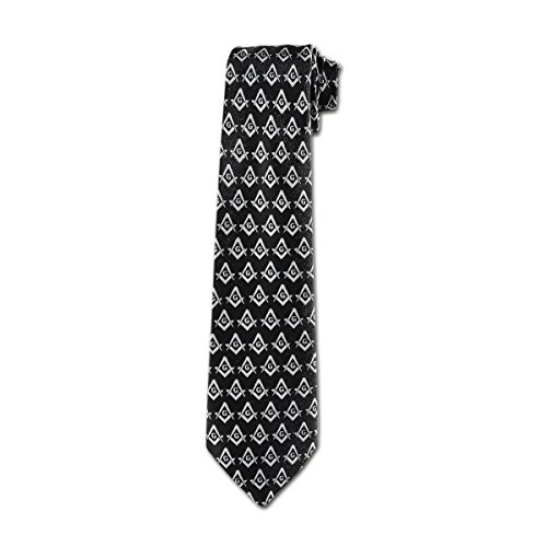 Black & Silver Square & Compass Masonic Neck Tie