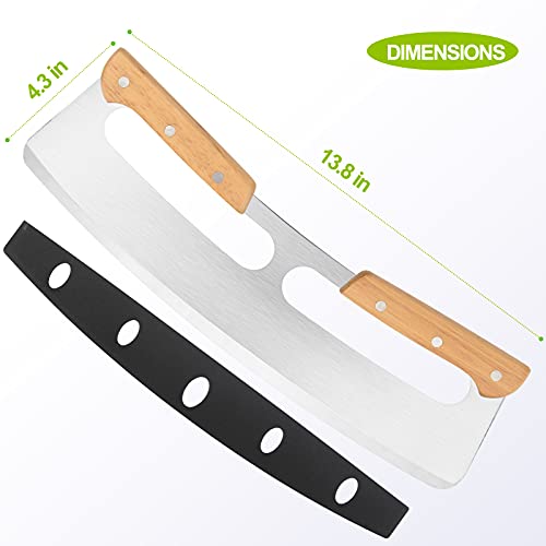 Pizza Cutter Rocker with Wooden Handles & Protective Cover by Zocy, 14