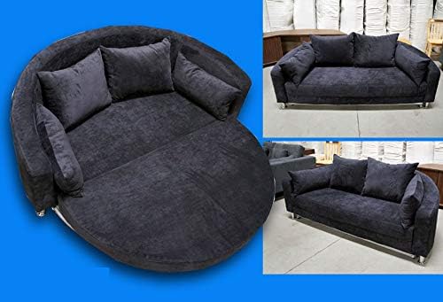 Amazon Com Modern Black Microfiber Round Sleep Sofa Bed B098bk