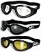 Global Vision 3 Burning Man Motorcycle Goggles That Fold for Easy Storage Clear Smoked Yellow Mirrored Burning Man