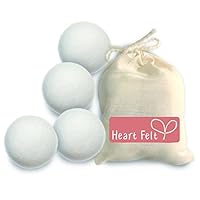 Heart Felt Wool Dryer Balls (4 Pack) Felted Laundry Drying Balls
