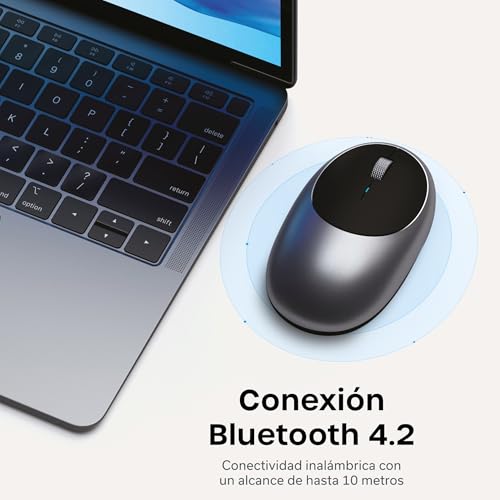 SATECHI Mouse Ratón Inalámbrico Bluetooth, Recargable USB-C, 1200 dpi, Clic Silencioso, para MacBook Air/Pro/Neo, iPad Air/Pro, iPad Mini, Mac Mini, iMac, Windows, Gris Espacial