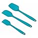 Cooptop Premium Silicone Spatula Set of 3 - Heat Resistant Baking Spoon & Spatulas - Pro Grade Non-stick Silicone with Steel Core(Teal Blue)