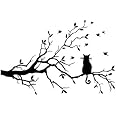 Black Tree Branches Wall Stickers with a Cat on The Tree Wall Decal for Home Bedroom Decor Halloween Wall Decorations