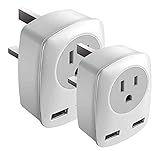 2Pack UK Travel Plug Adapter, Power Outlet