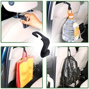 TEKCOOL Backseat Headrest Hook, 4 Pcs Plastic Hanging Storage Holder, Car Organiser, Space Saving, Suitable for All Cars, Black 3