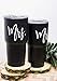 The Navy Knot Mr and Mrs Wine Tumbler Set - Stainless Steel Insulated Tumblers w/Lids - Stemless Wine Glass & Coffee Cup - Gifts for Mom, Dad, Traveler (2 Black, 30 Oz)