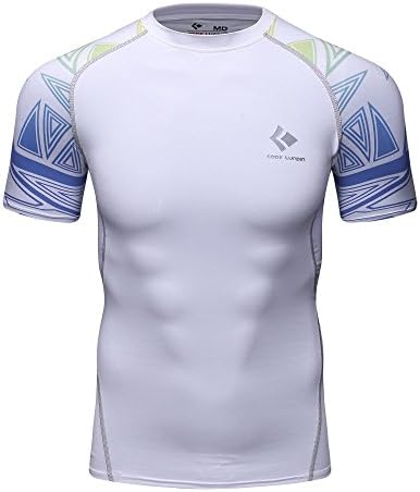 Joyful Sport MT142 Tight Compression Shirt Top Base layer Pattern Short Sleeve For Sports Fashion (L)