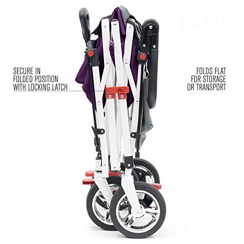 Creative Outdoor Push Pull Collapsible Folding Wagon Stroller Cart for Kids | Silver Series | Beach Park Garden & Tailgate | Purple
