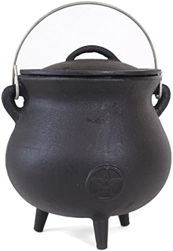 Something Different Cast Iron Cauldron with Pentagram, Black, 19 cm