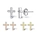 SPOIL CUPID 925 Sterling Silver CZ Diamond Religious Classic Mini Crucifix Cross Stud Earrings