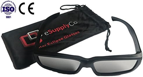Plastic Solar Eclipse Glasses - CE and ISO Certified - Carrying Case Included - Perfect for Adults &amp; Kids - Durable &amp; Safe Eye Protection Glasses - Approved 2017 Sun Shades