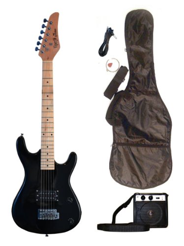 Directly Cheap Black Junior Kids Mini 3/4 Electric Guitar and Amp Starter Pack with â€œLearn to Play Guitar DVDâ€, Guitar, DVD, Temolo, Amplifier, Gig Bag, Strap, Cable, & DirectlyCheap(TM) Pick