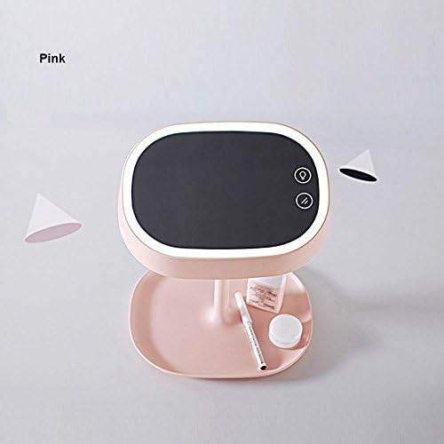Taiyu Makeup Mirror /Table Lamp 2 IN 1 LED Lighted Makeup Mirror, Magnification LED Vanity Mirror with Touch Dimmer, Brighter and 180-Degree Rotation, USB Cable or Battery Powered (Pink)