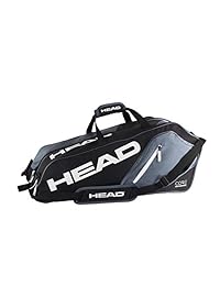 HEAD Core 6R - bolsa Combi para tenis, negra y gris