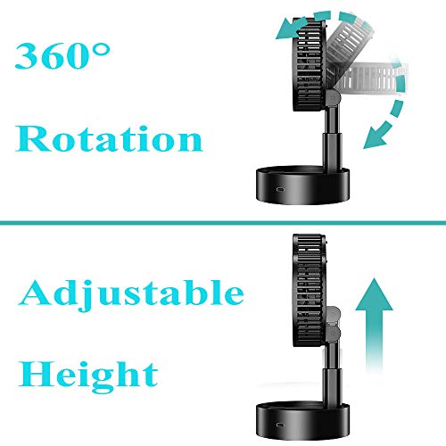 Babacom Ventilateur de Table Portable Pliable Mini USB Ventilateur à Main Fan Silencieux,avec Vitesse de Réglage Rotatif à 120°,avec Câble de Recharge USB pour Bureau Sport Voyage Camping Famille