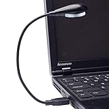 Hanerdun 4 Bright LED Lights USB Lamp Laptop Reading Lamp with Two Brightness Setting Flexible Gooseneck Black