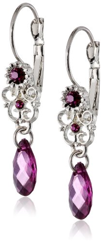 UPC 011996226091, 1928 Jewelry &quot;Essentials&quot; Silver-Tone Purple Teardrop Earrings